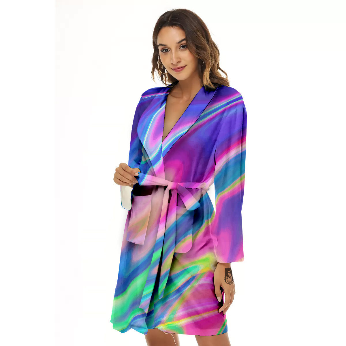 Holographic Bright Print Women's Robe-grizzshop