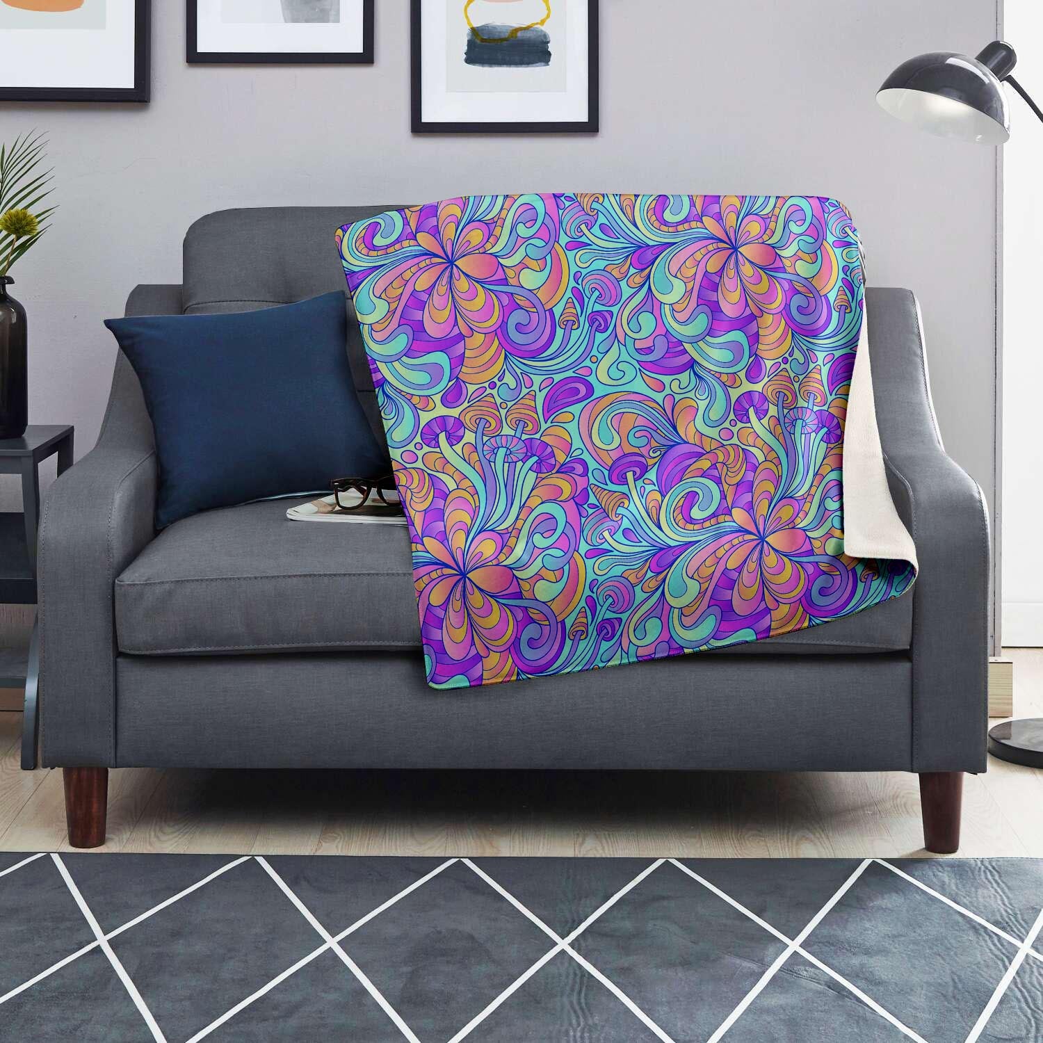 Holographic Floral Psychedelic Blanket-grizzshop