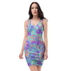 Holographic Floral Psychedelic Bodycon Dress-grizzshop