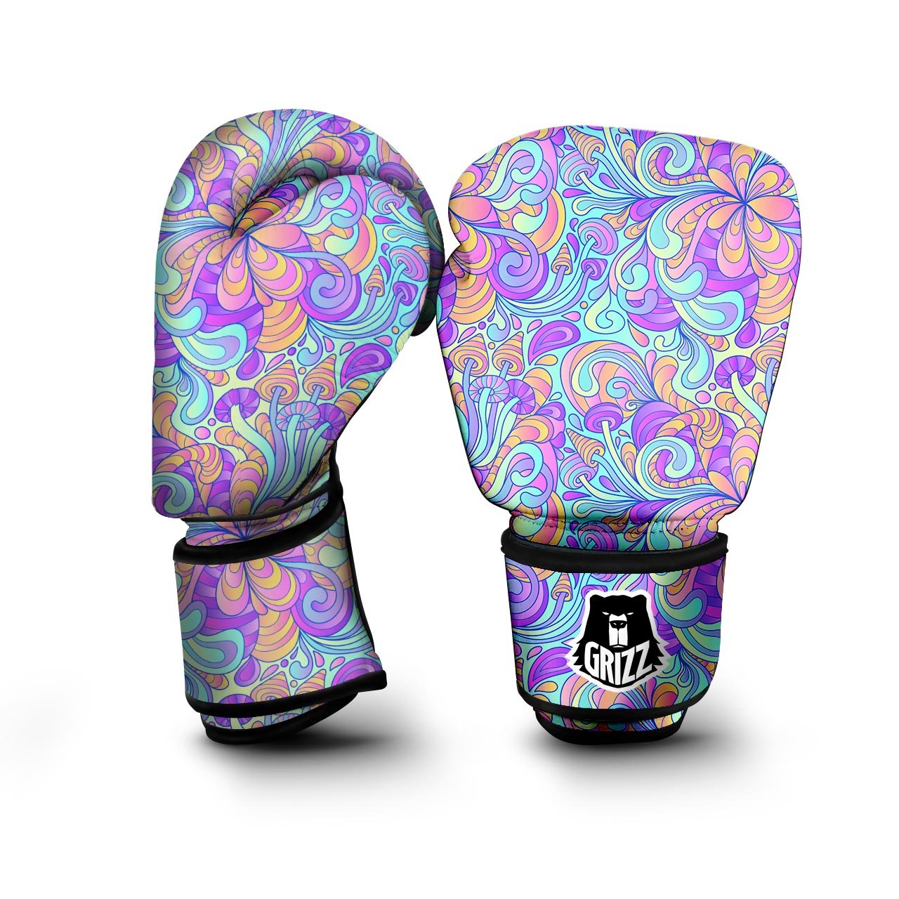 Holographic Floral Psychedelic Boxing Gloves-grizzshop