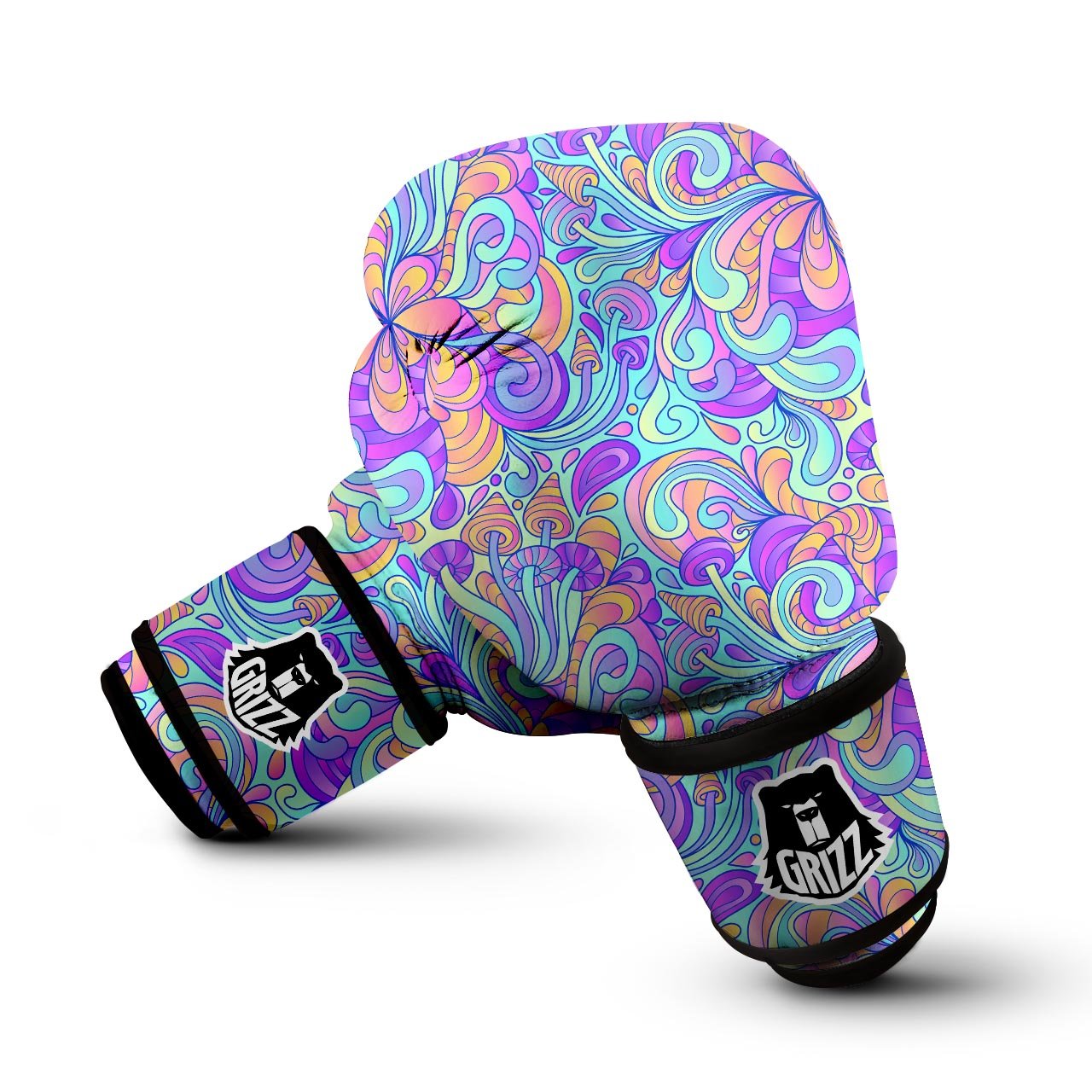 Holographic Floral Psychedelic Boxing Gloves-grizzshop