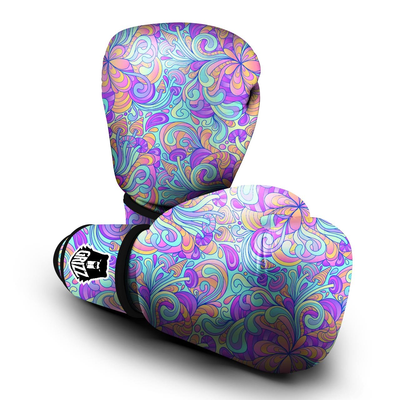 Holographic Floral Psychedelic Boxing Gloves-grizzshop