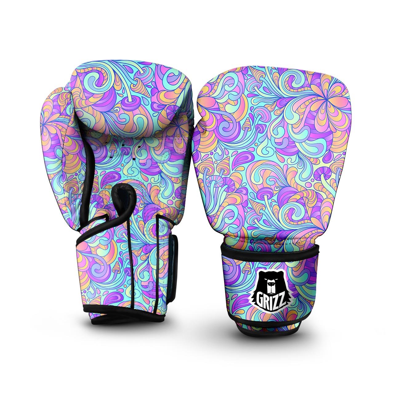 Holographic Floral Psychedelic Boxing Gloves-grizzshop