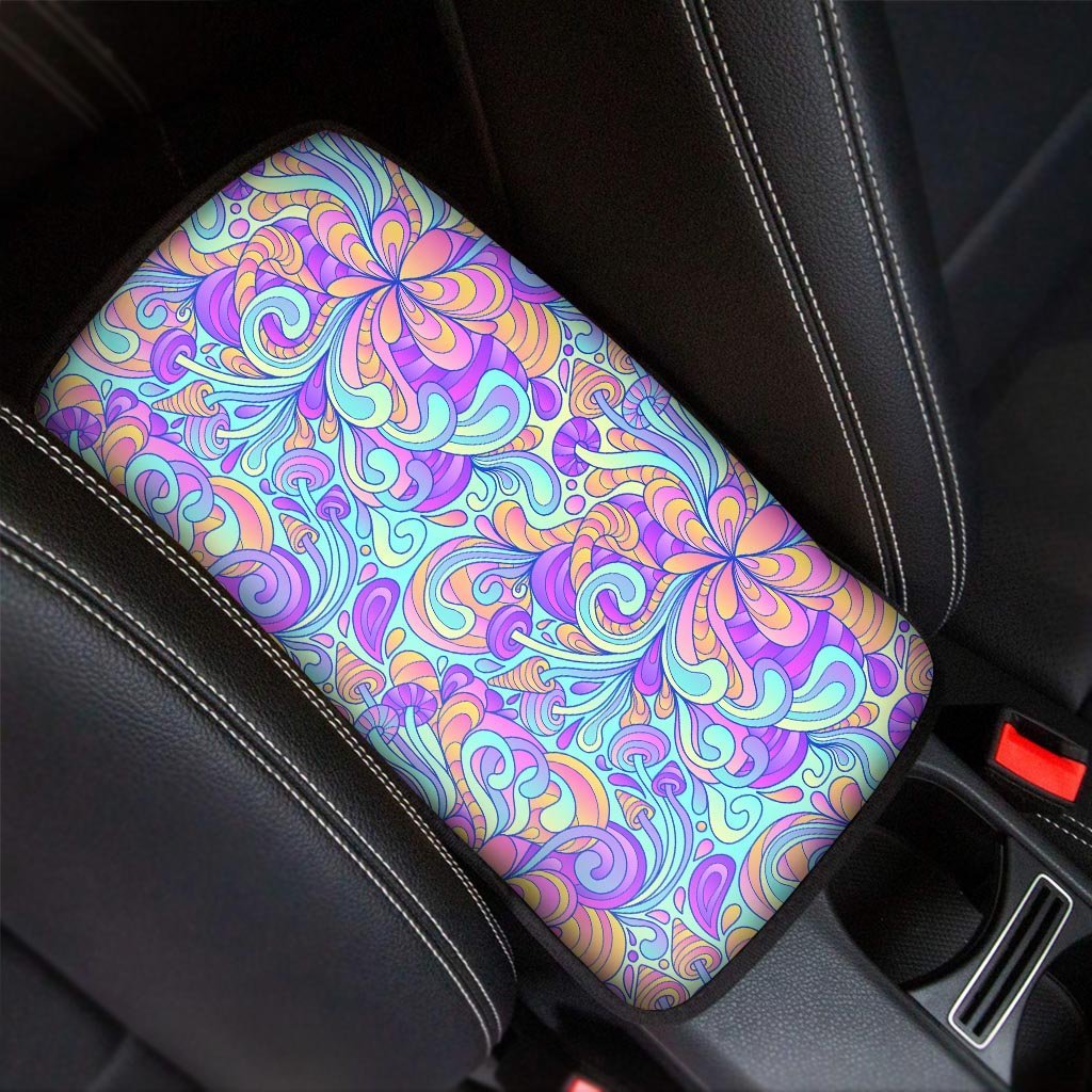 Holographic Floral Psychedelic Car Console Cover-grizzshop