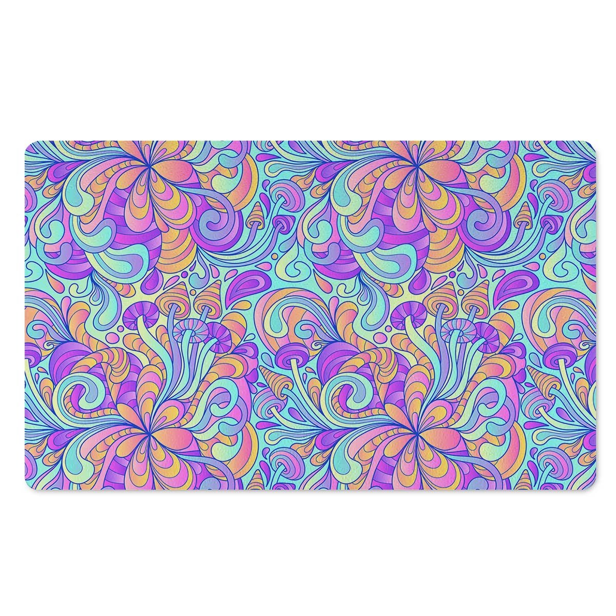 Holographic Floral Psychedelic Door Mat-grizzshop