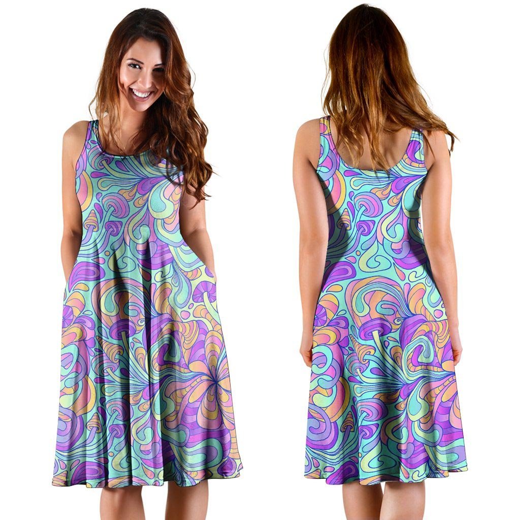 Holographic Floral Psychedelic Dress-grizzshop