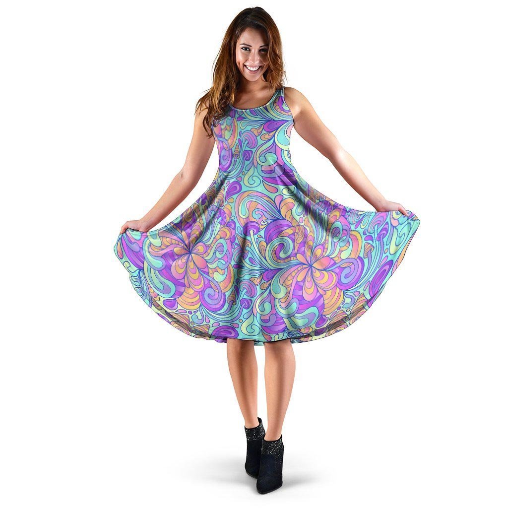 Holographic Floral Psychedelic Dress-grizzshop