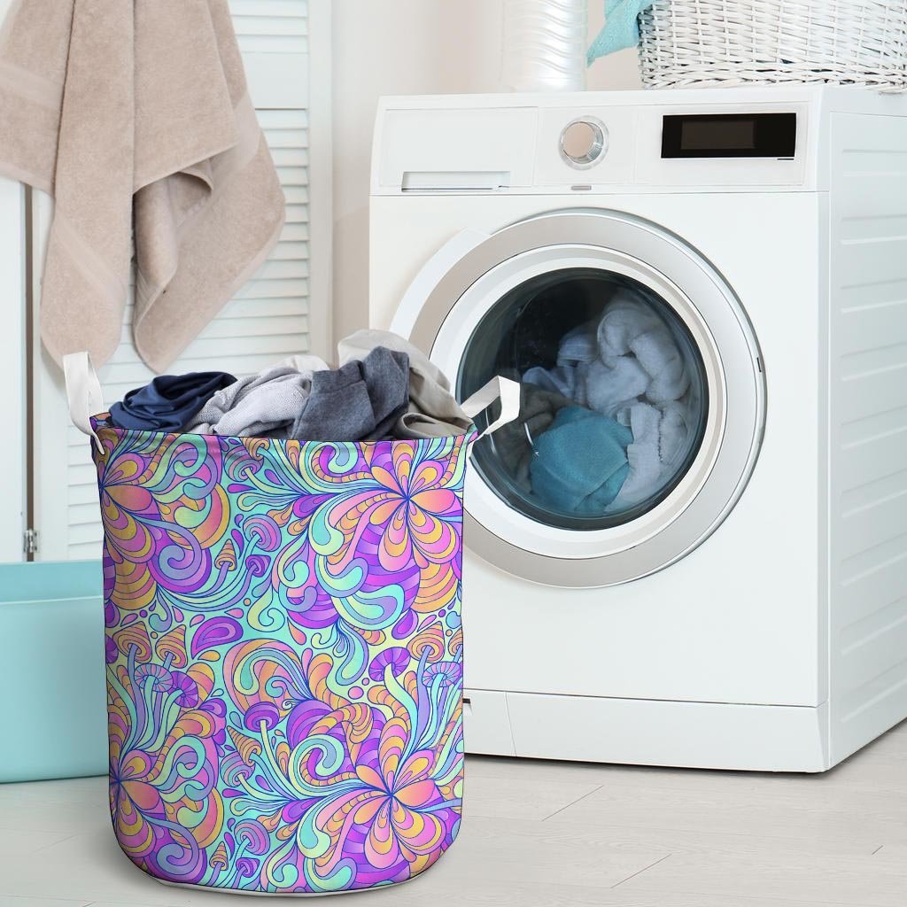 Holographic Floral Psychedelic Laundry Basket-grizzshop