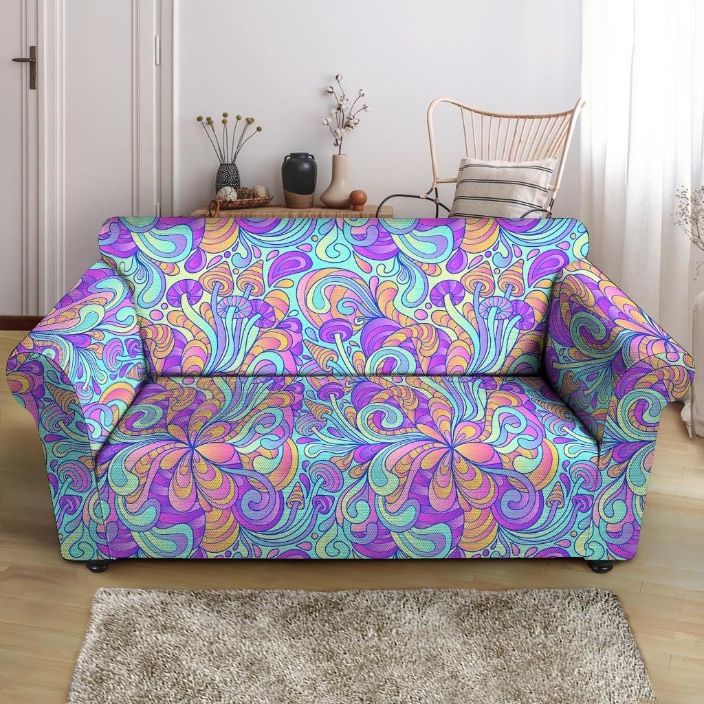 Holographic Floral Psychedelic Loveseat Cover-grizzshop