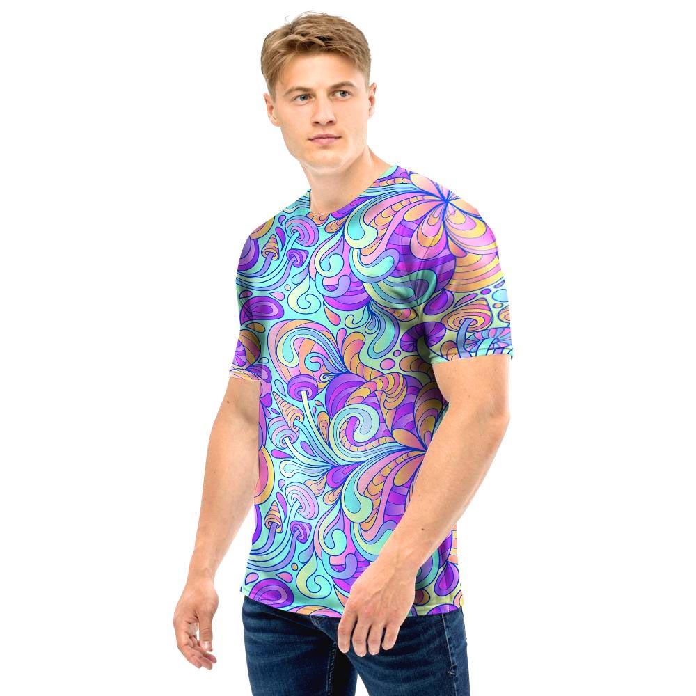 Holographic Floral Psychedelic Men T Shirt-grizzshop