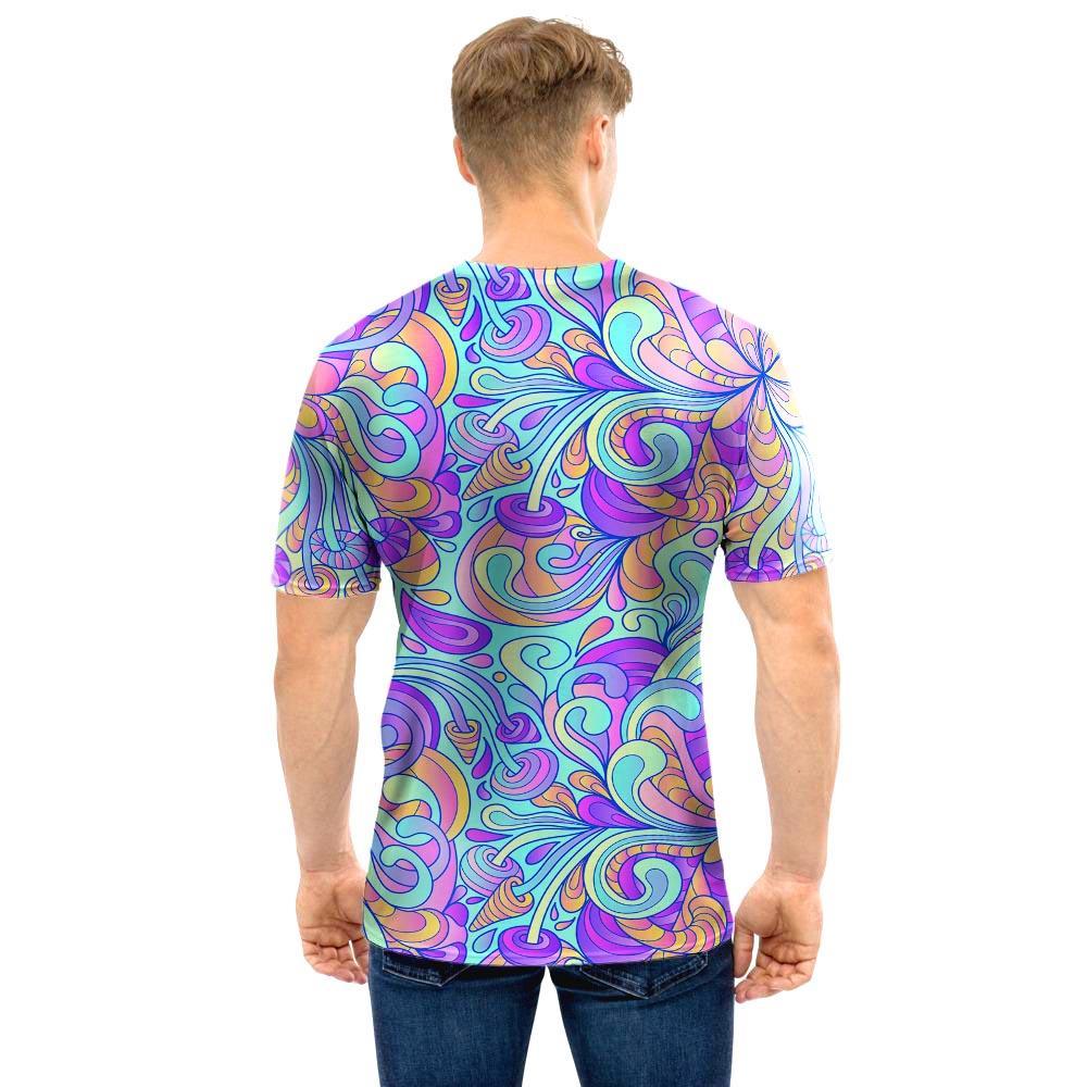 Holographic Floral Psychedelic Men T Shirt-grizzshop