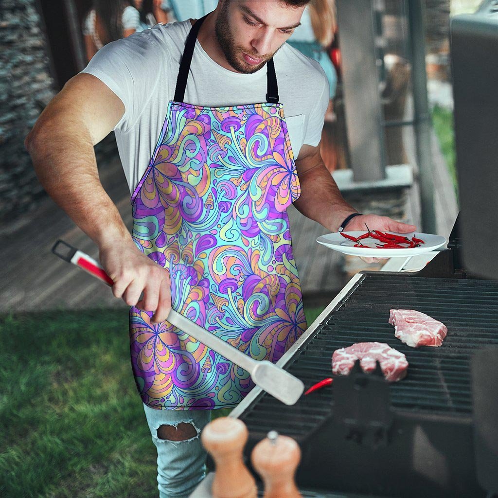 Holographic Floral Psychedelic Men's Apron-grizzshop