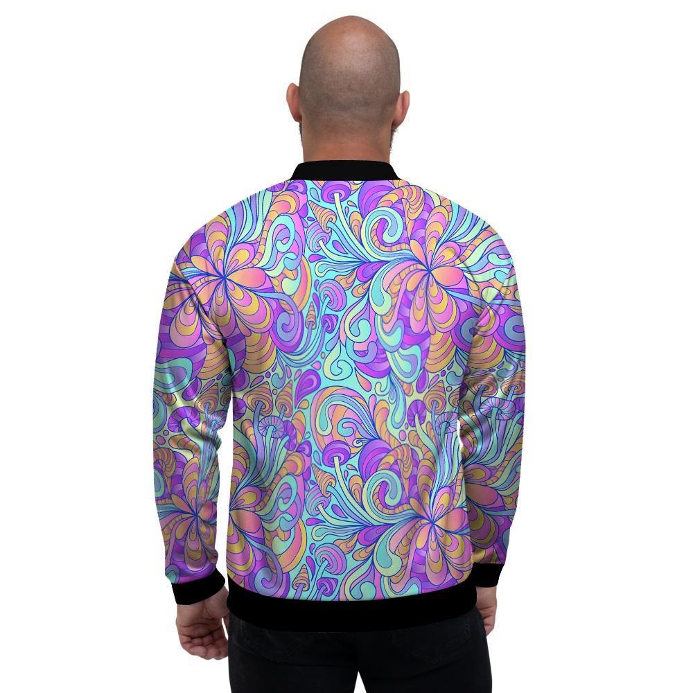 Holographic Floral Psychedelic Men's Bomber Jacket-grizzshop