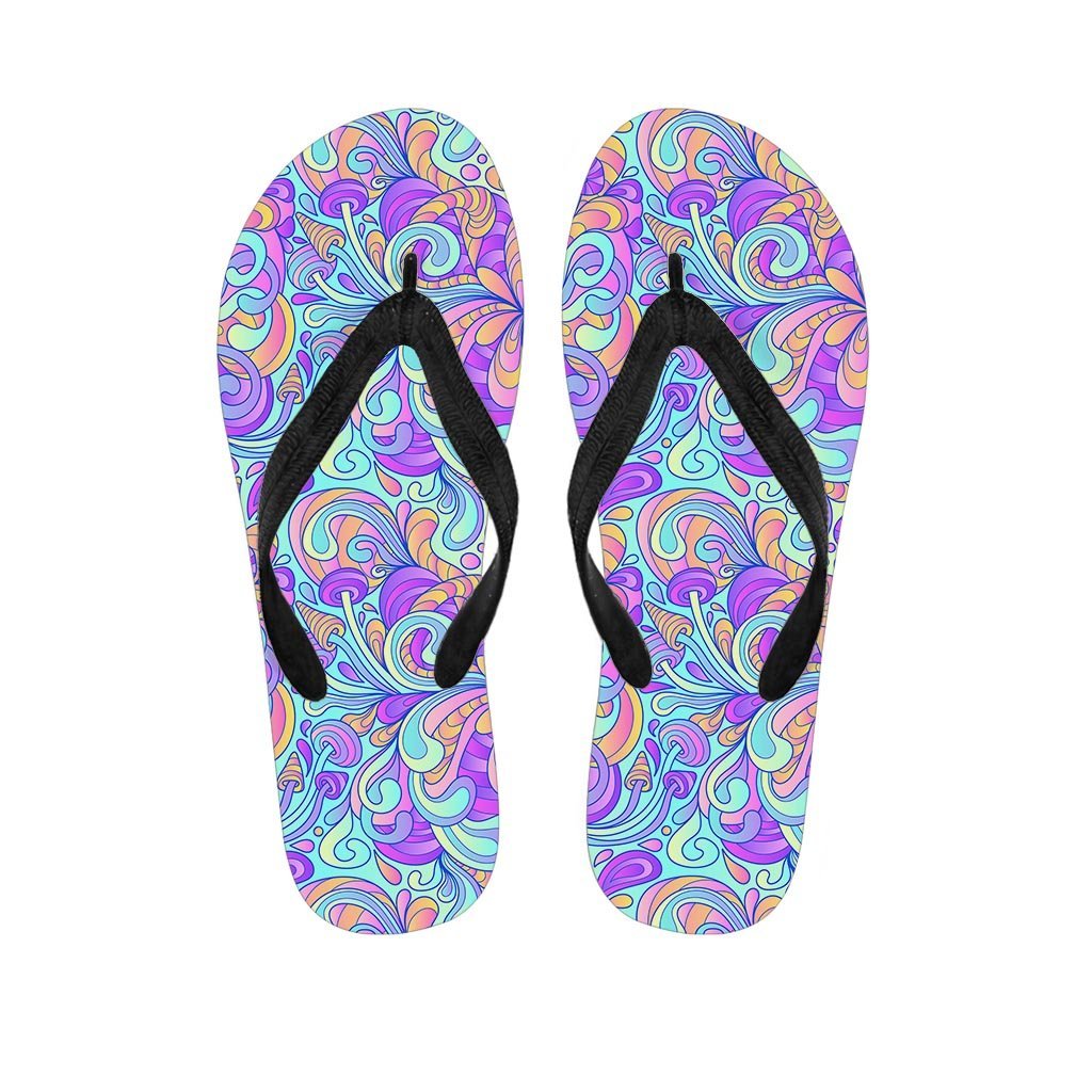 Holographic Floral Psychedelic Men's Flip Flops-grizzshop