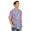 Holographic Floral Psychedelic Men’s Hawaiian Shirt-grizzshop