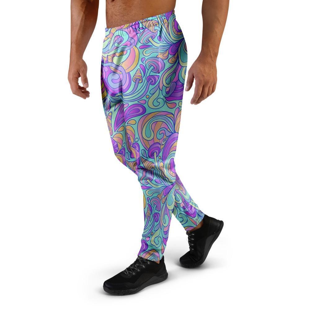 Holographic Floral Psychedelic Men's Joggers-grizzshop