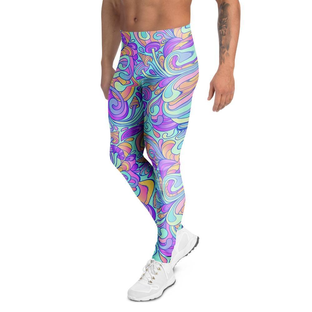 Holographic Floral Psychedelic Men's Leggings-grizzshop