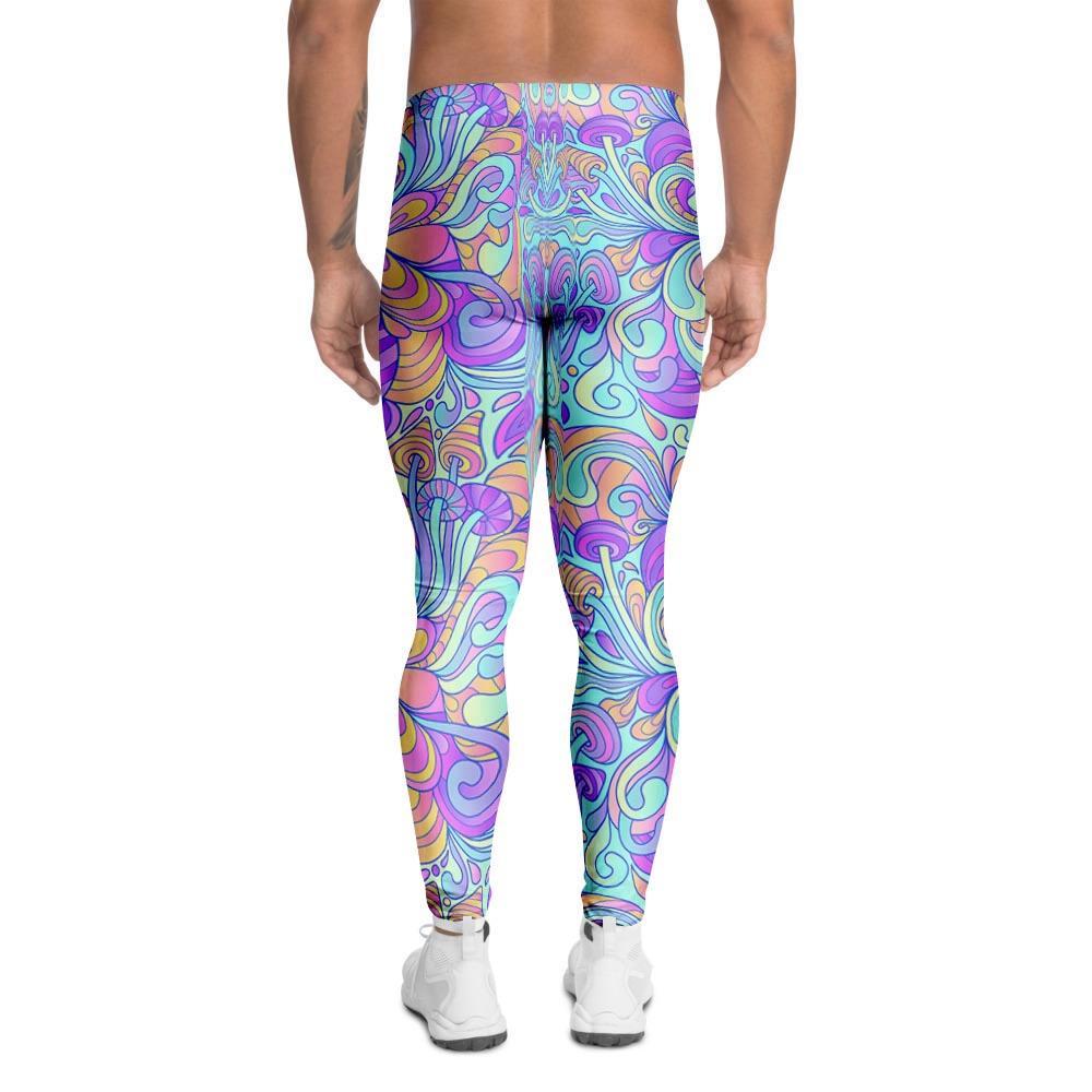 Holographic Floral Psychedelic Men's Leggings-grizzshop