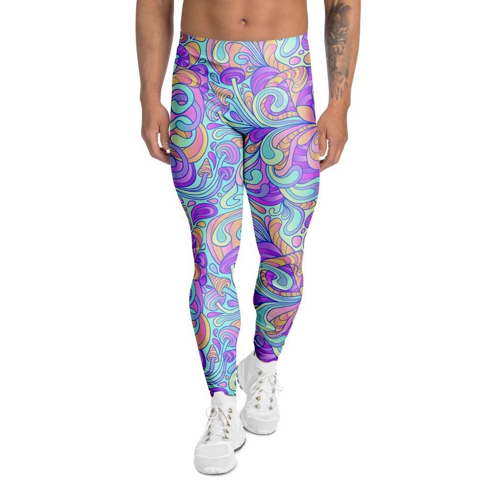 Holographic Floral Psychedelic Men's Leggings-grizzshop