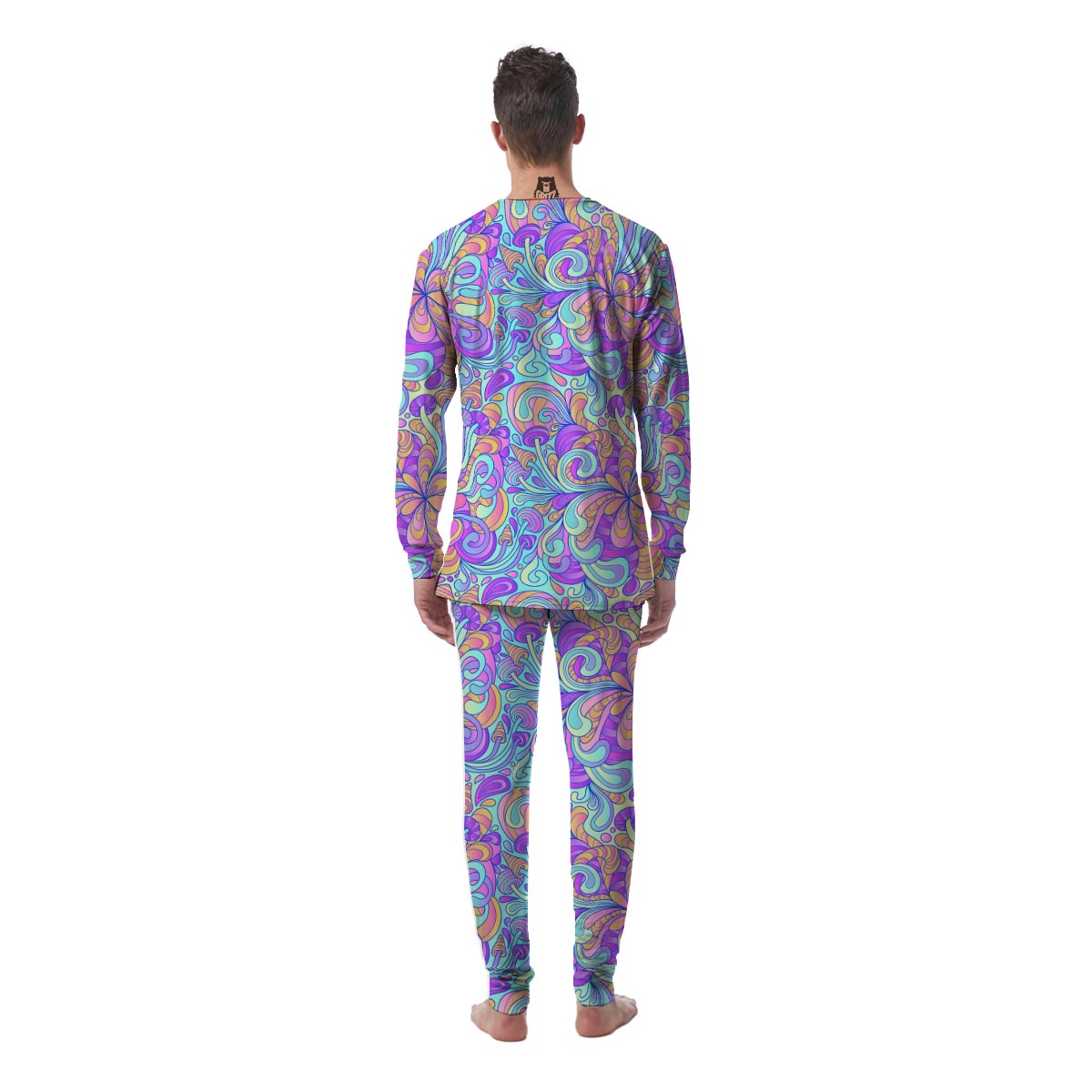 Holographic Floral Psychedelic Men's Pajamas-grizzshop