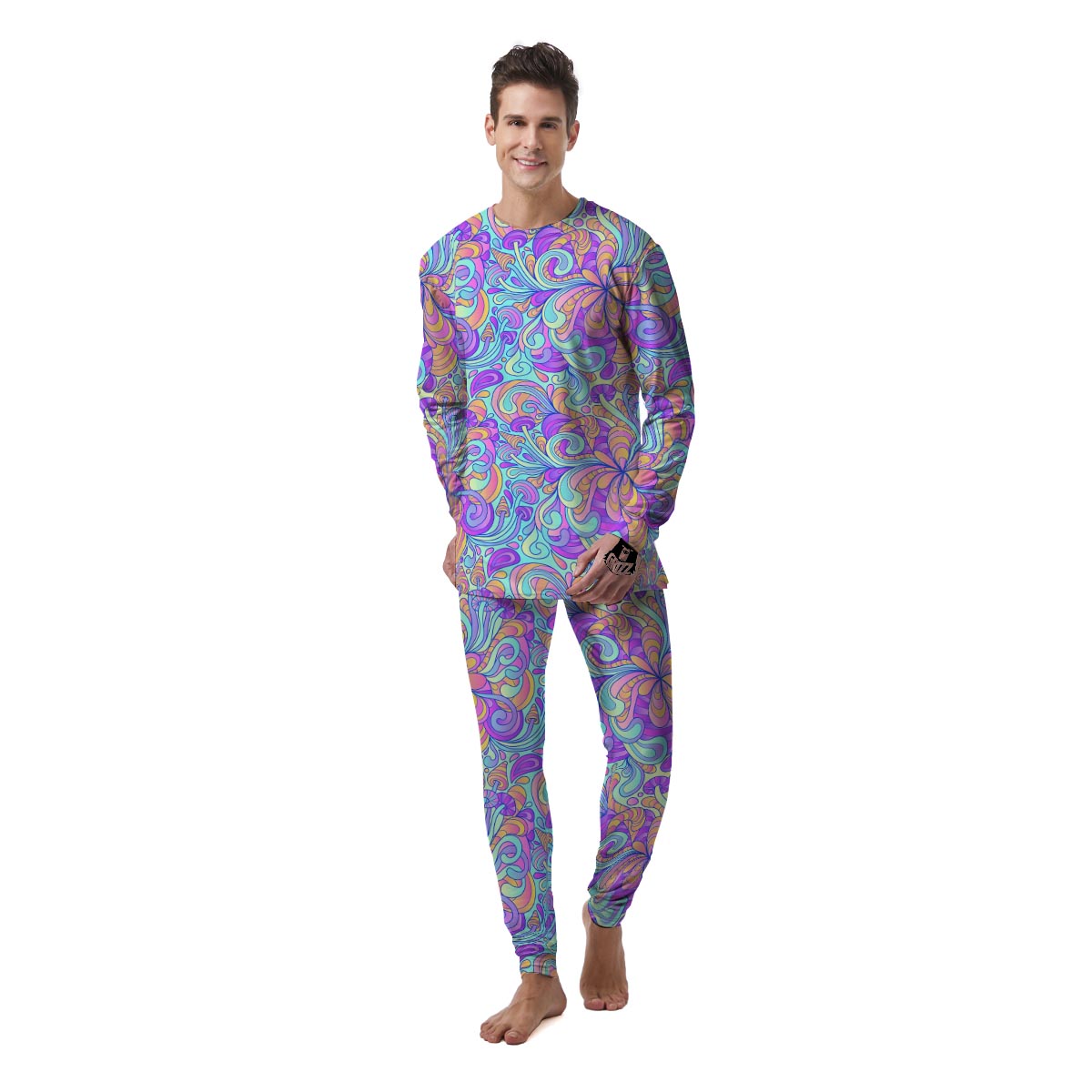 Holographic Floral Psychedelic Men's Pajamas-grizzshop