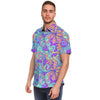 Holographic Floral Psychedelic Men's Short Sleeve Shirt-grizzshop