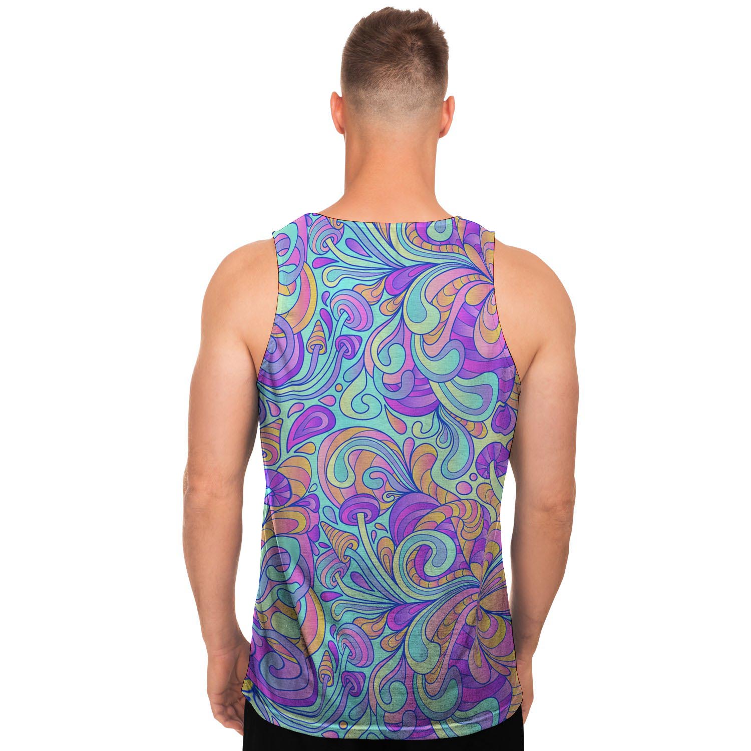 Holographic Floral Psychedelic Men's Tank Tops-grizzshop