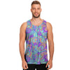 Holographic Floral Psychedelic Men's Tank Tops-grizzshop