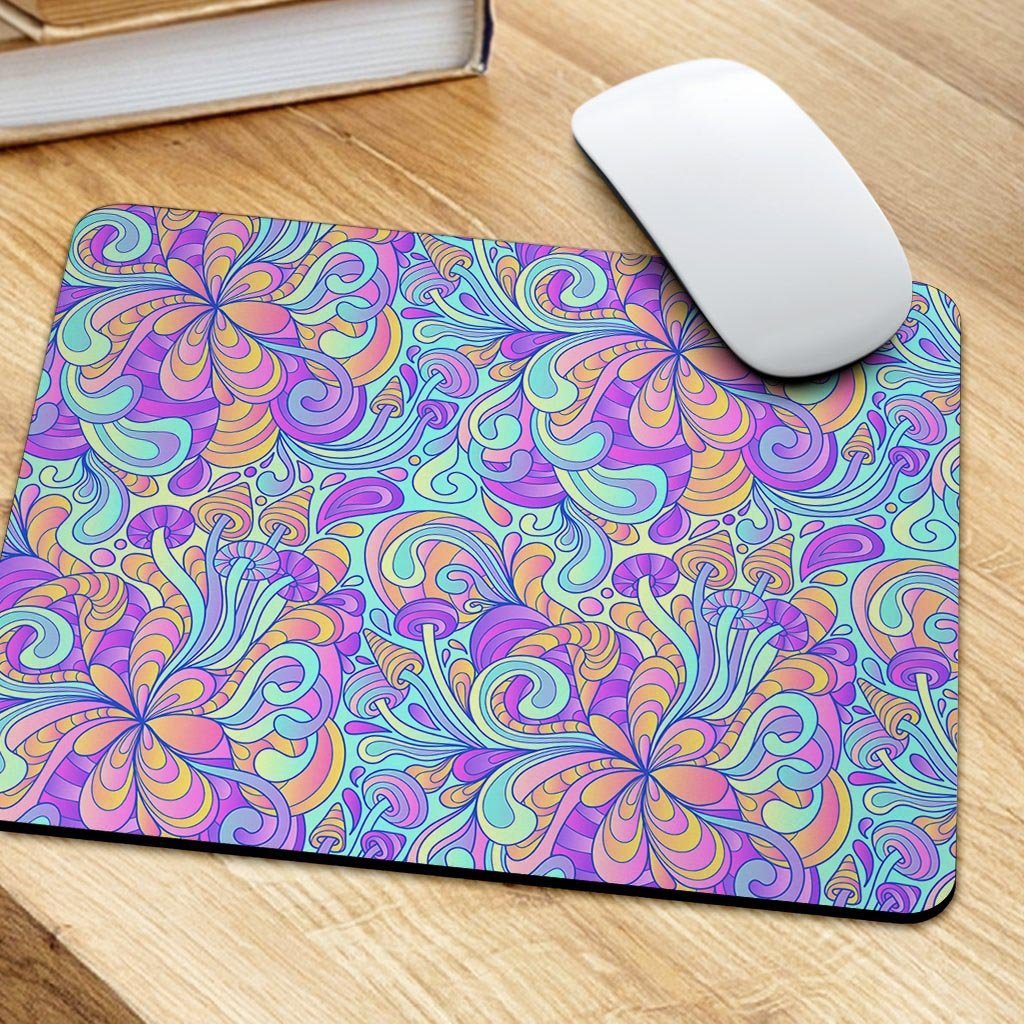 Holographic Floral Psychedelic Mouse Pad-grizzshop