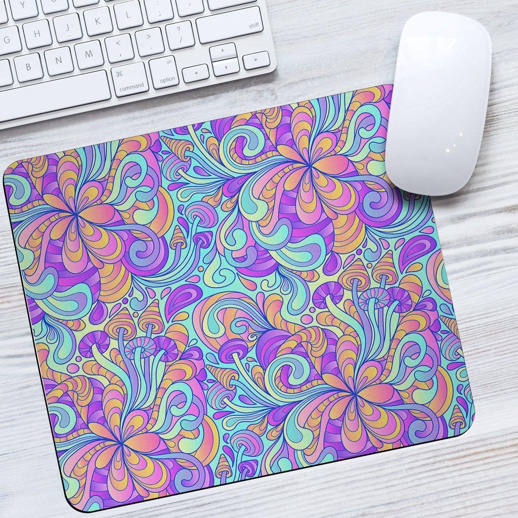 Holographic Floral Psychedelic Mouse Pad-grizzshop