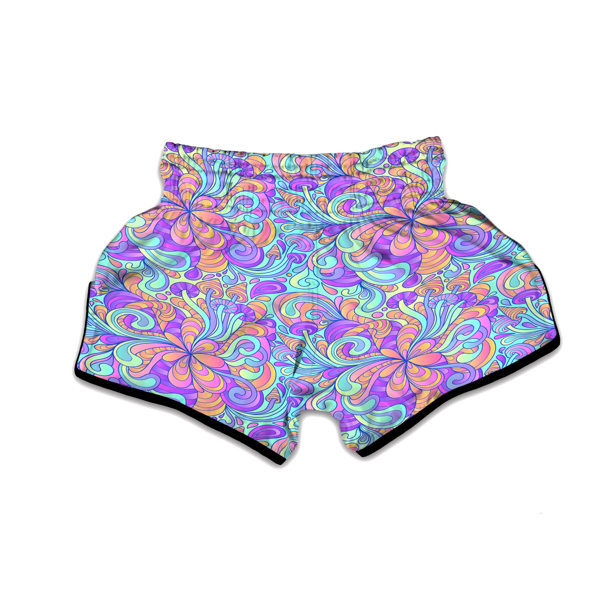 Holographic Floral Psychedelic Muay Thai Boxing Shorts-grizzshop