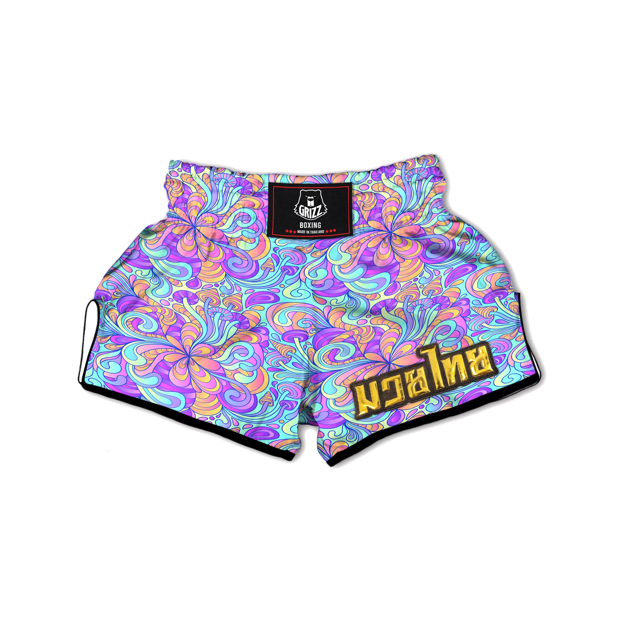 Holographic Floral Psychedelic Muay Thai Boxing Shorts-grizzshop