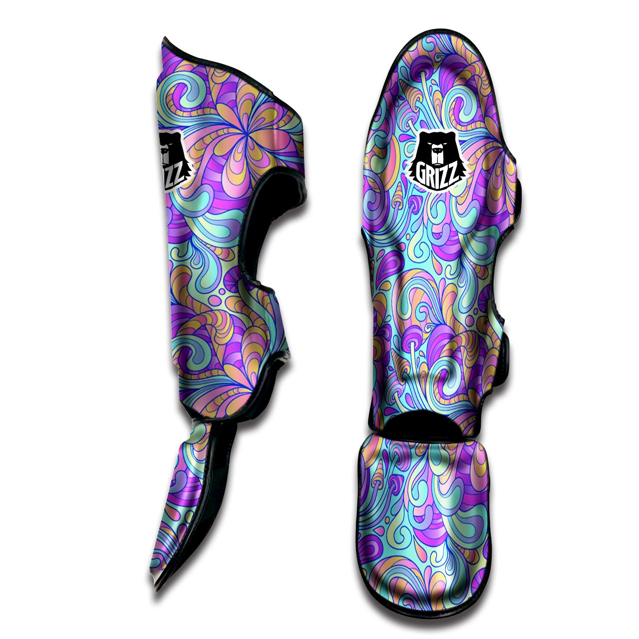 Holographic Floral Psychedelic Muay Thai Shin Guard-grizzshop