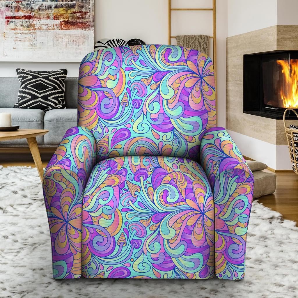 Holographic Floral Psychedelic Recliner Cover-grizzshop