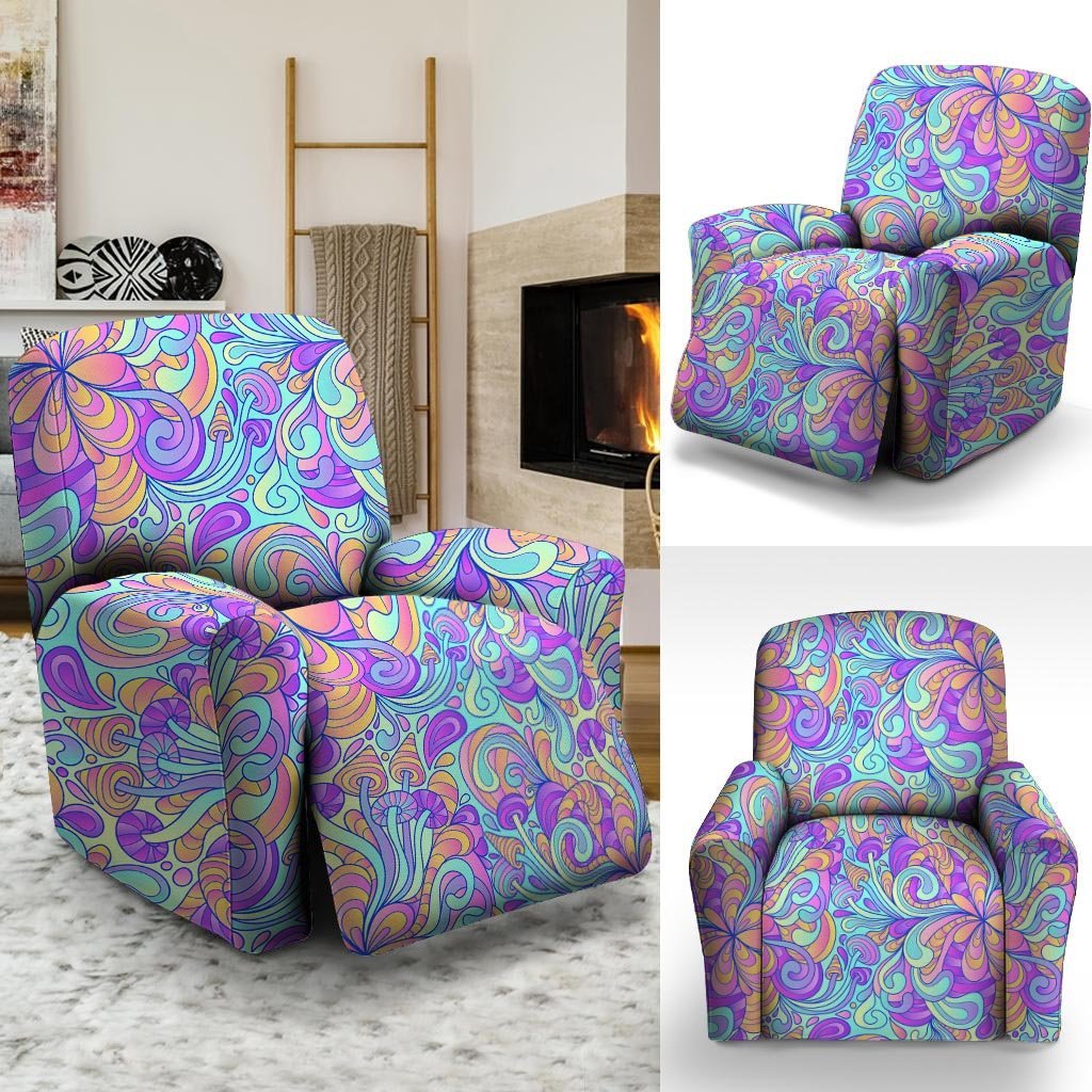 Holographic Floral Psychedelic Recliner Cover-grizzshop