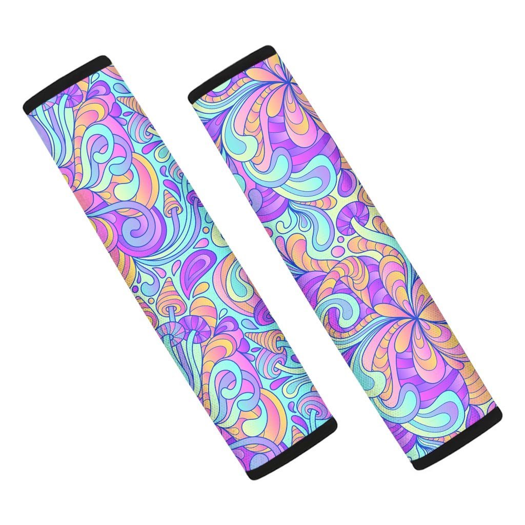 Holographic Floral Psychedelic Seat Belt Cover-grizzshop