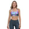 Holographic Floral Psychedelic Sports Bra-grizzshop