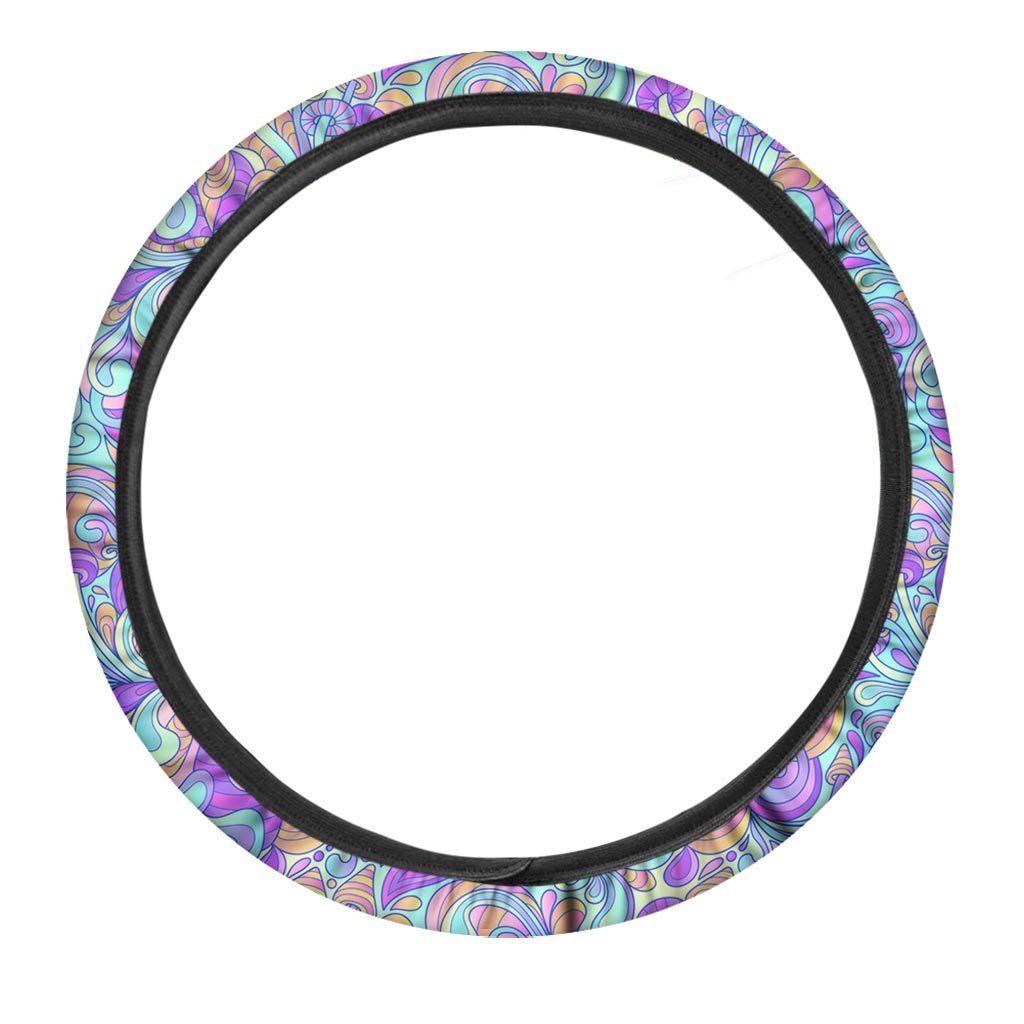 Holographic Floral Psychedelic Steering Wheel Cover-grizzshop