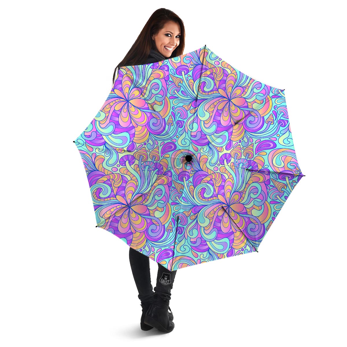 Holographic Floral Psychedelic Umbrella-grizzshop