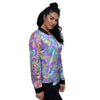 Holographic Floral Psychedelic Women's Bomber Jacket-grizzshop