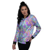 Holographic Floral Psychedelic Women's Bomber Jacket-grizzshop