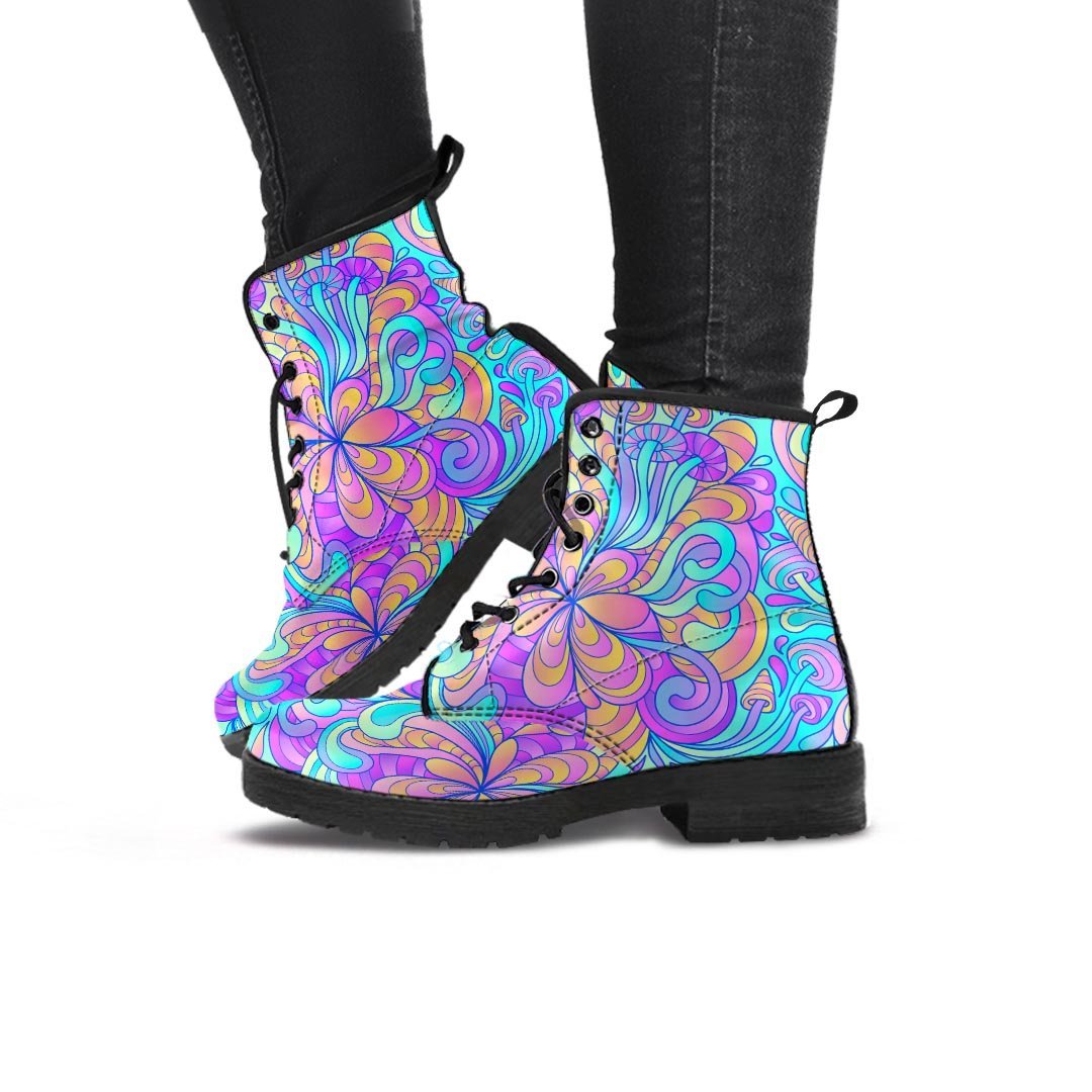 Holographic Floral Psychedelic Women's Boots-grizzshop