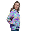 Holographic Floral Psychedelic Women's Hoodie-grizzshop