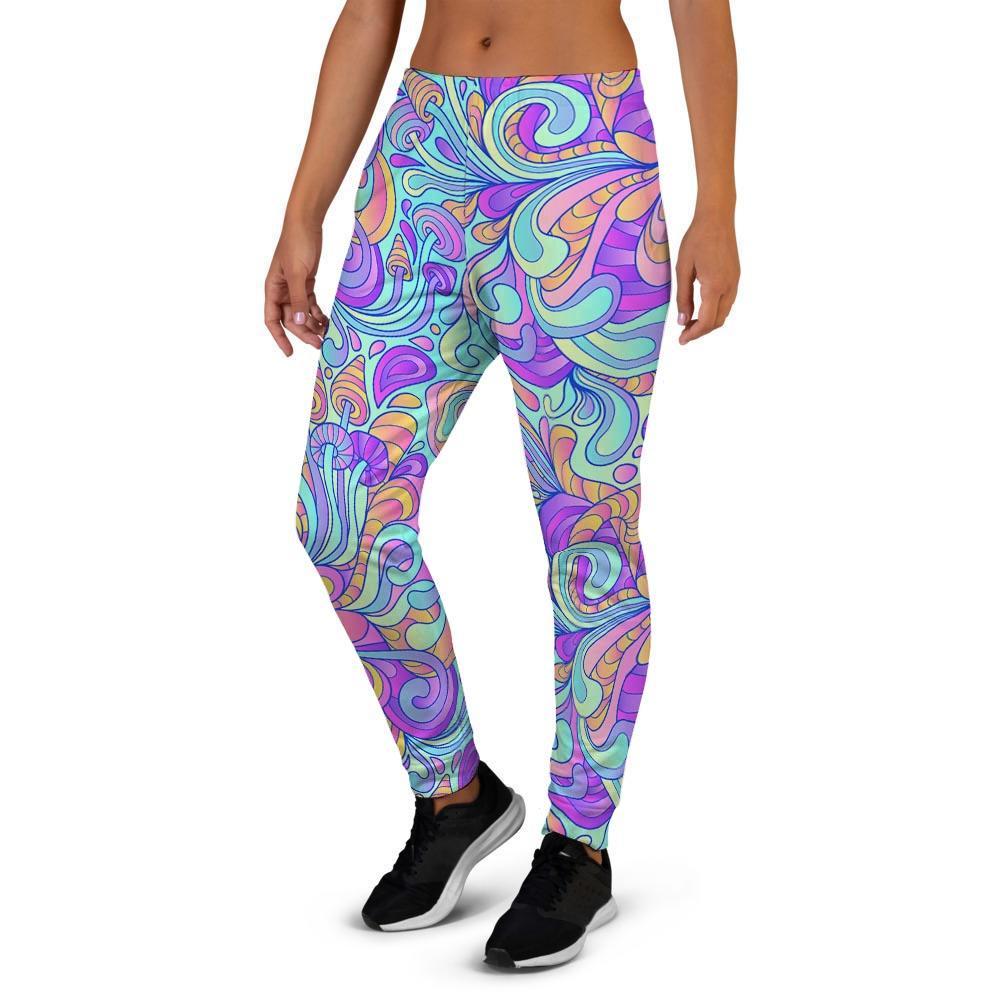 Holographic Floral Psychedelic Women's Joggers-grizzshop