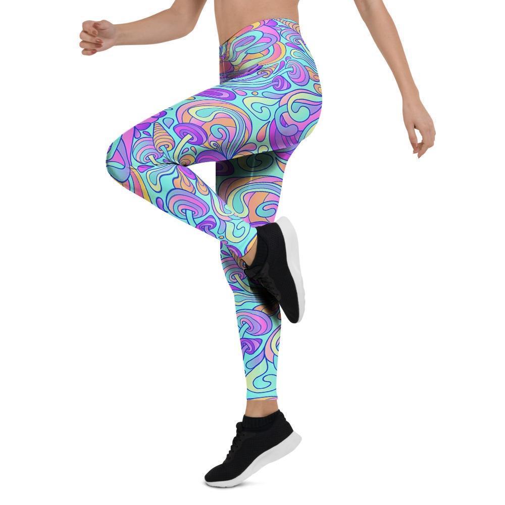 Holographic Floral Psychedelic Women's Leggings-grizzshop