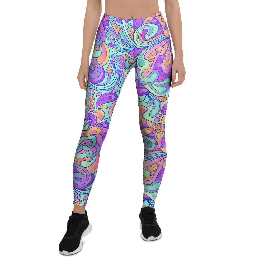 Holographic Floral Psychedelic Women's Leggings-grizzshop