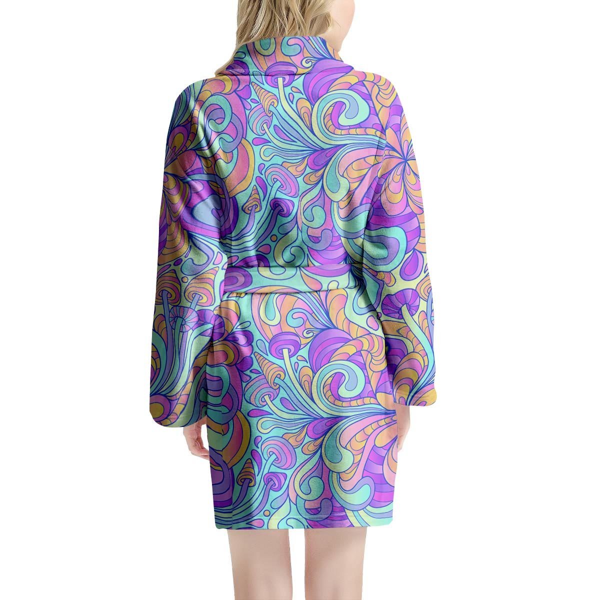 Holographic Floral Psychedelic Women's Robe-grizzshop