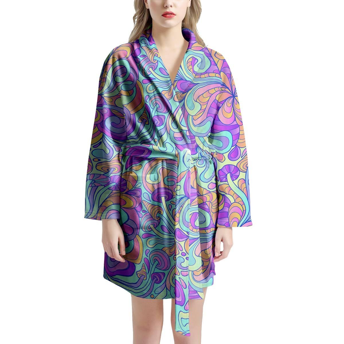 Holographic Floral Psychedelic Women's Robe-grizzshop