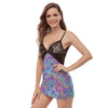 Holographic Floral Psychedelic Women's Sexy Night Dress-grizzshop