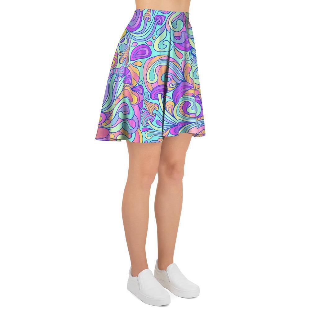 Holographic Floral Psychedelic Women's Skirt-grizzshop